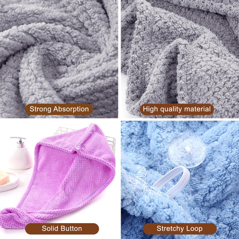 Kldnkig Microfiber Hair Towel Wrap  5 Pack Soft Hair Drying Towel with Elastic Band  Drying Hair Wrap Towels for Curly  Hair Towel Wrap for Women  Fast Drying Hair Turban  Hair Turbans for Wet Hair - Image 3